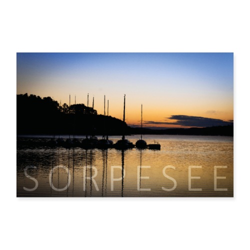 Sorpesee Boote Silhouette Poster 90x60 - Poster 90x60 cm