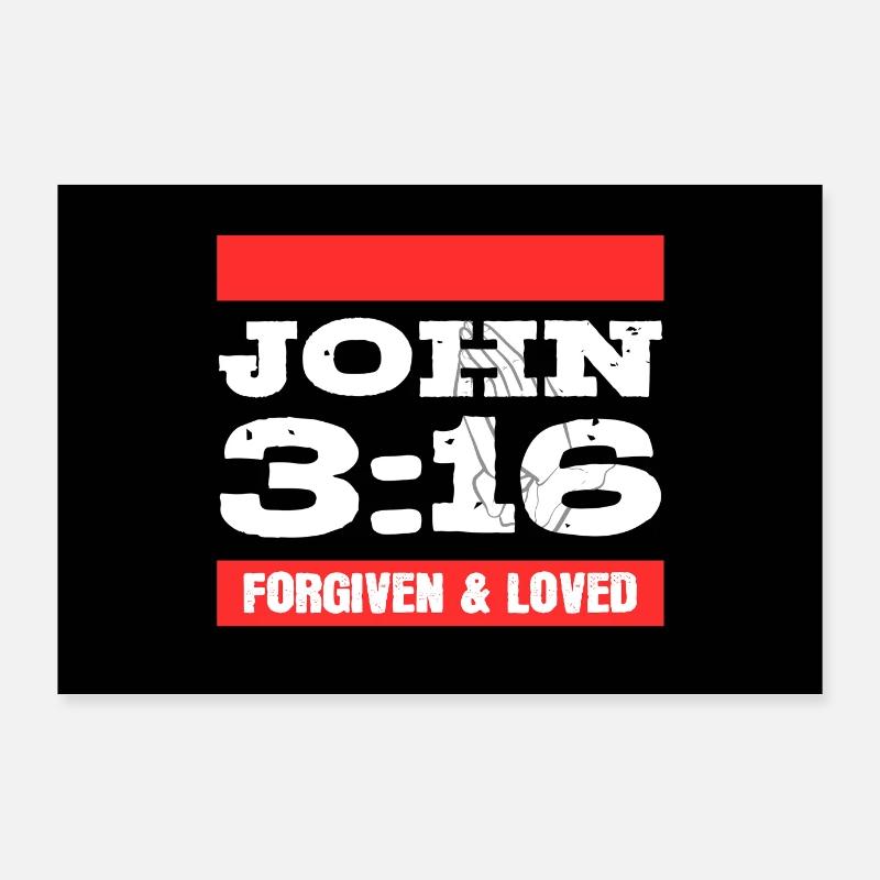 Bibel Psalm Verse John 3 16 Bibelverse Christlich Poster 90x60 cm