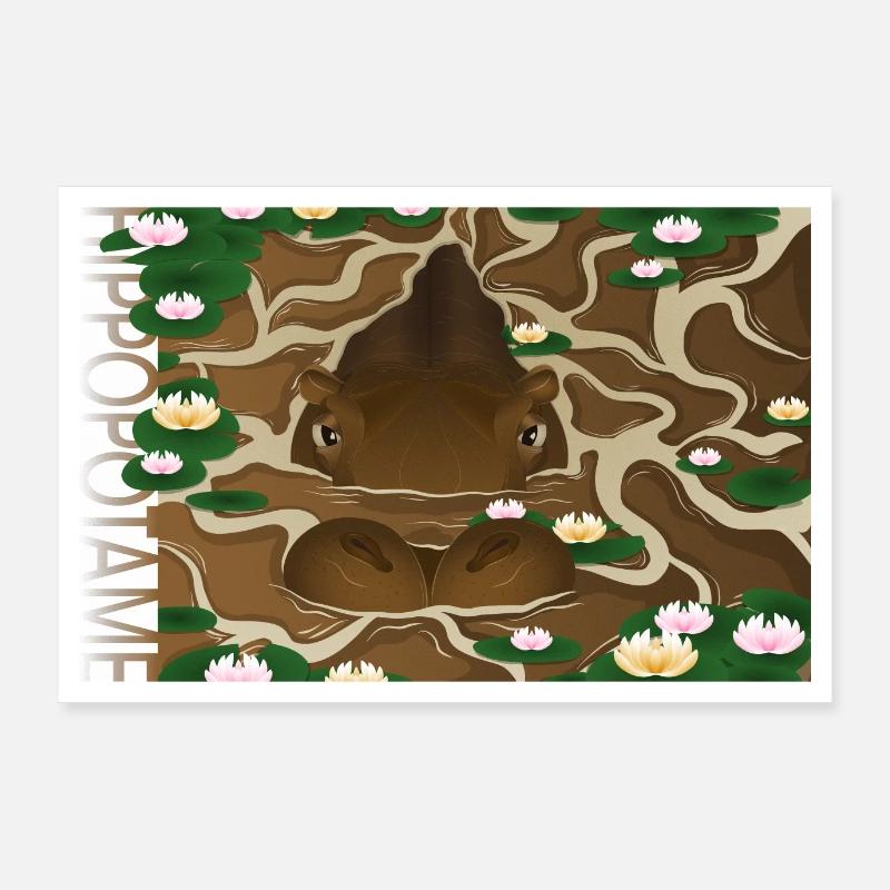 Getarntes Tier - Braunes Nilpferd Poster 90x60 cm