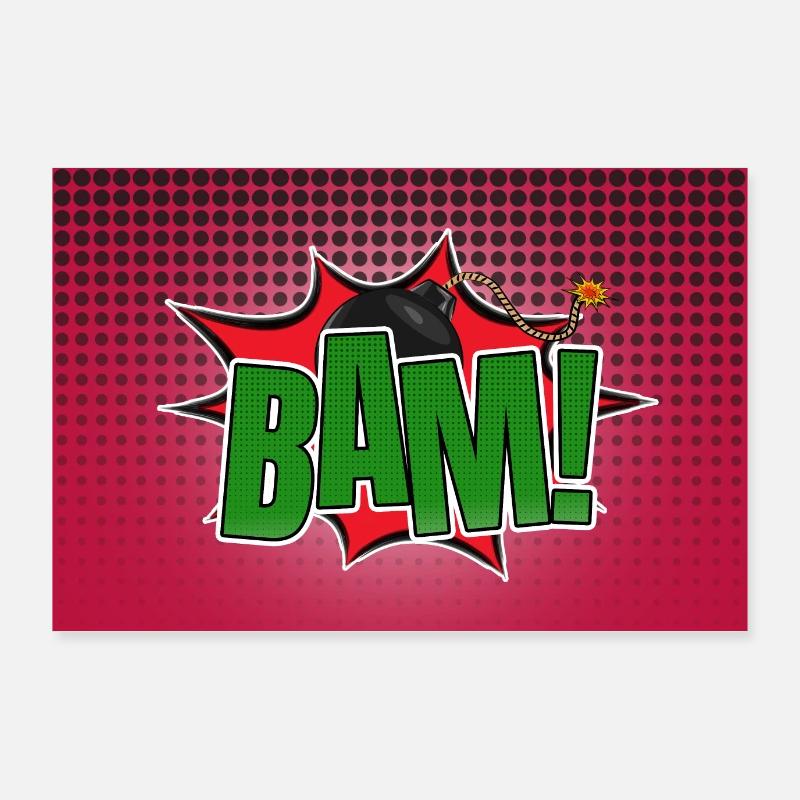 Bam! Comic Stil Graffiti Schriftzug Poster 90x60 cm