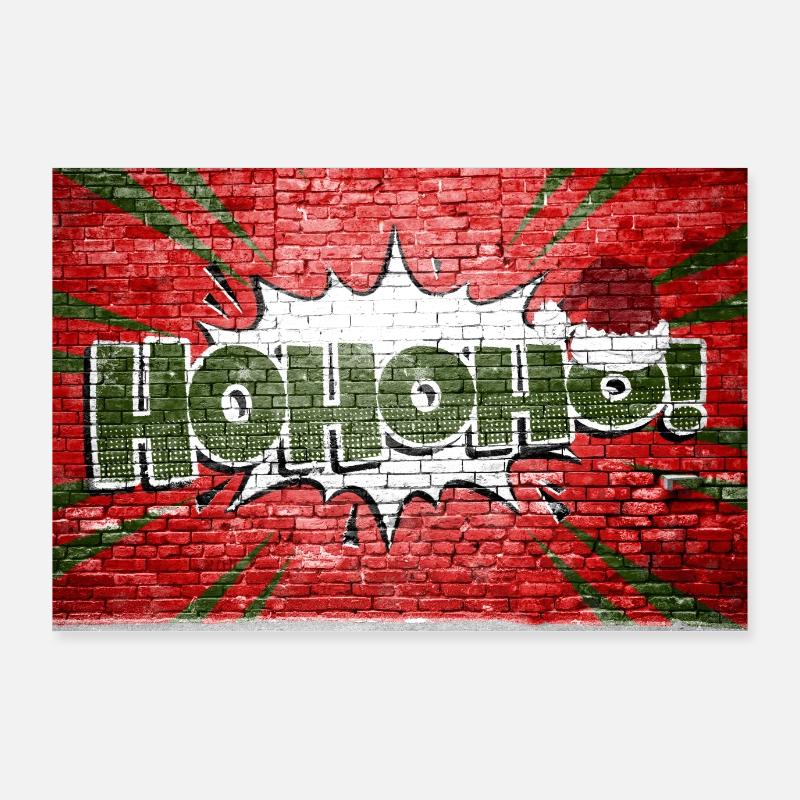Hohoho! Weihnachten Weihnachten Comic Stil Graffiti Brief - Poster 90x60 cm - Weiß