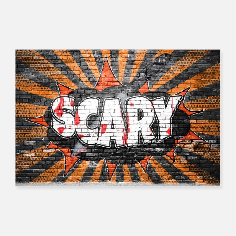 Scary Halloween Comic Style Graffiti Lettering on Poster 36" x 24" (90x60 cm)