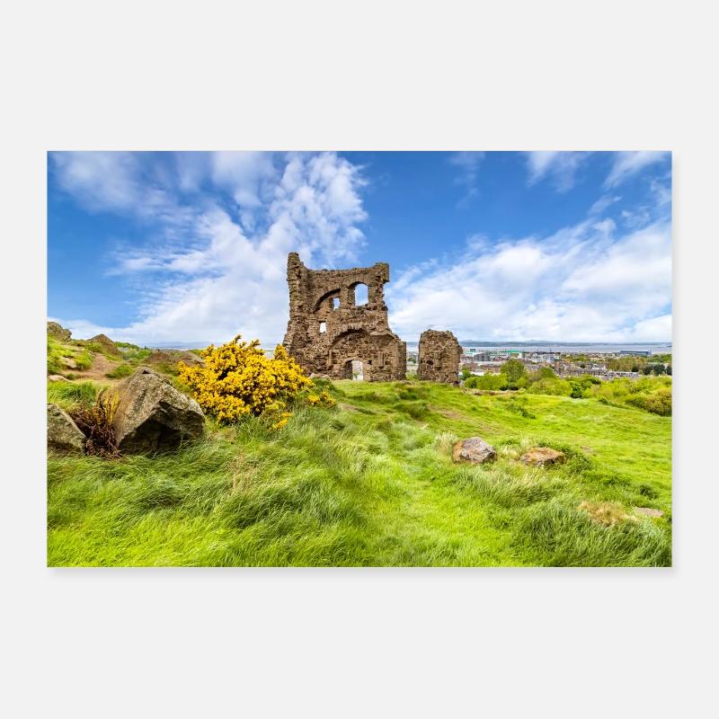 EDINBURGH St. Anthony’s Chapel Ruins - Poster 90x60 cm - Weiß