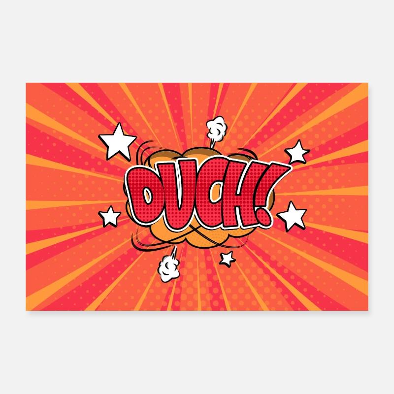 Ouch! Comic Style Bubble Graffiti Lettering Poster 36" x 24" (90x60 cm)