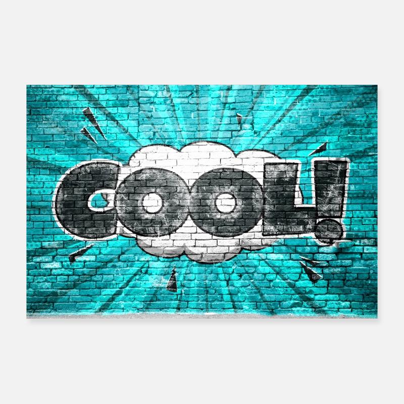 cool Comic Style Bubble Graffiti Lettering sur Bric Poster 90 x 60 cm