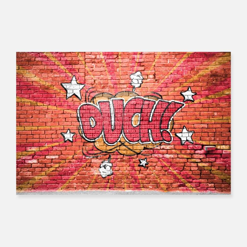 Ouch! Comic Style Bubble Graffiti Lettering Poster 36" x 24" (90x60 cm)