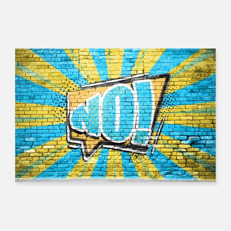 No! Comic Style Bubble Graffiti Lettering on Brick Poster 36" x 24" (90x60 cm)
