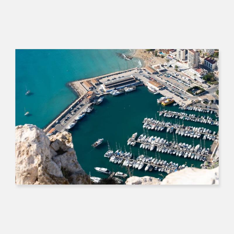 Mittelmeerküste und Hafen in Calpe 3 Poster 90x60 cm