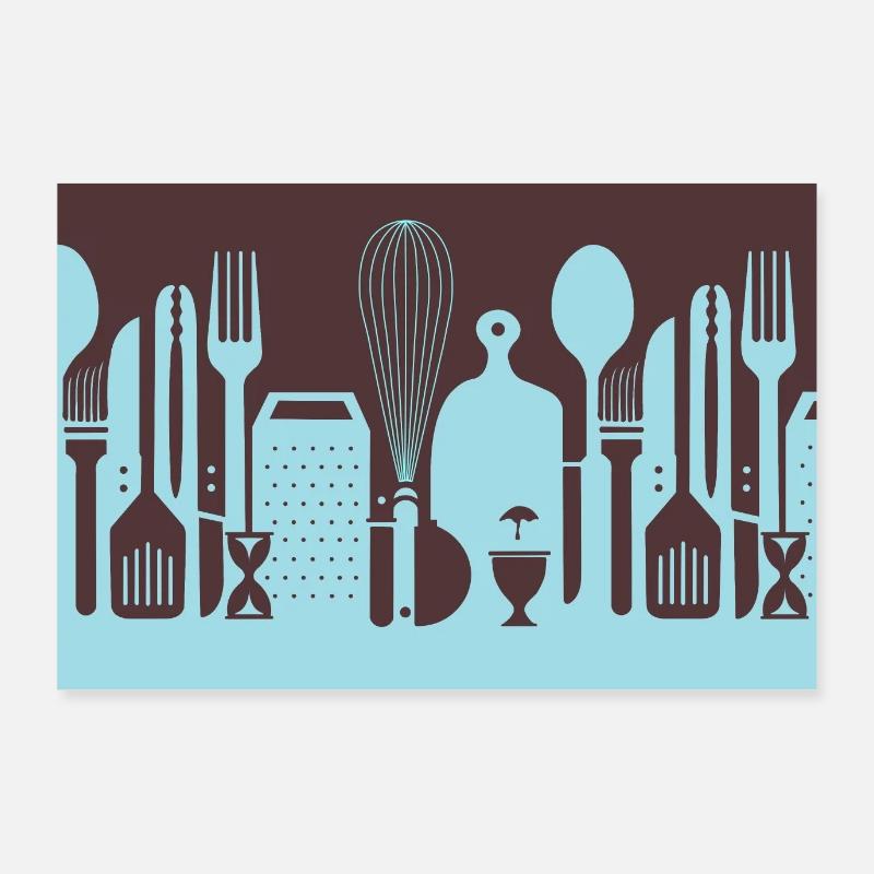 Kitchen with kitchen utensils Poster 36" x 24" (90x60 cm)
