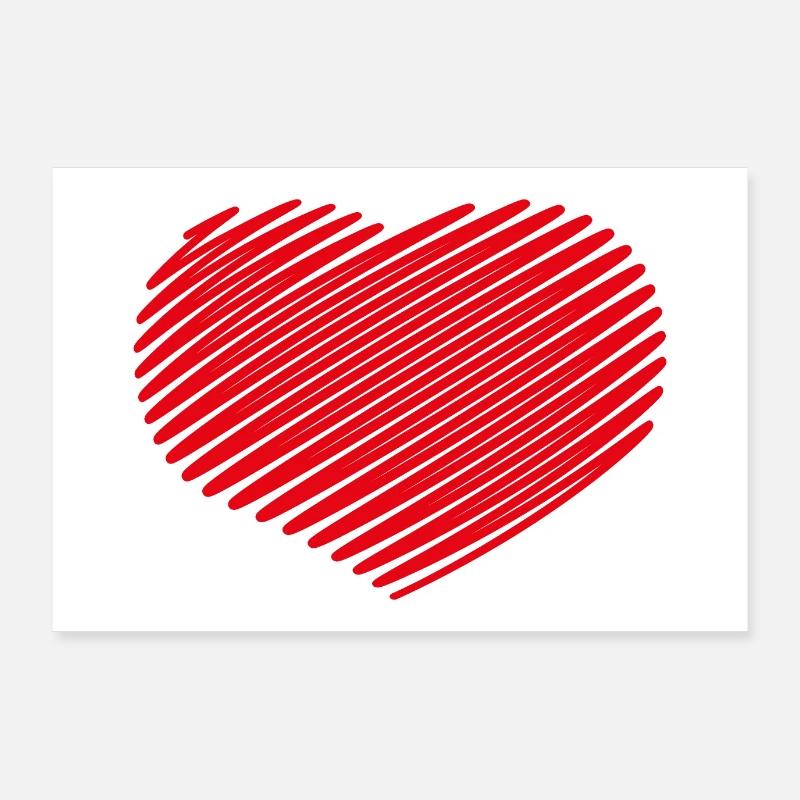 Drawn Heart Symbol (Love Scribble Round / Poster) Poster 36" x 24" (90x60 cm)