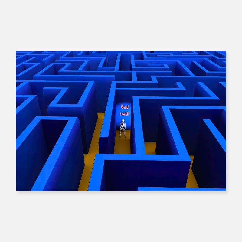 labyrinthe Squelette Poster 90 x 60 cm