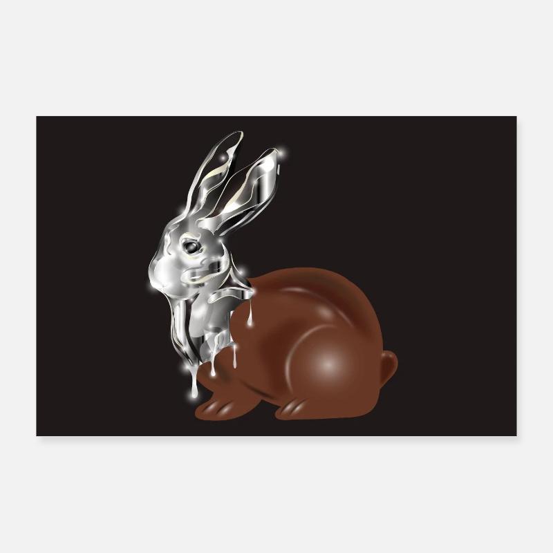 Chocolate Easter bunny in high-gloss chrome look Poster 36" x 24" (90x60 cm)