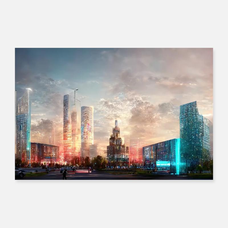 Skyline Night in the Metropolis Poster 36" x 24" (90x60 cm)