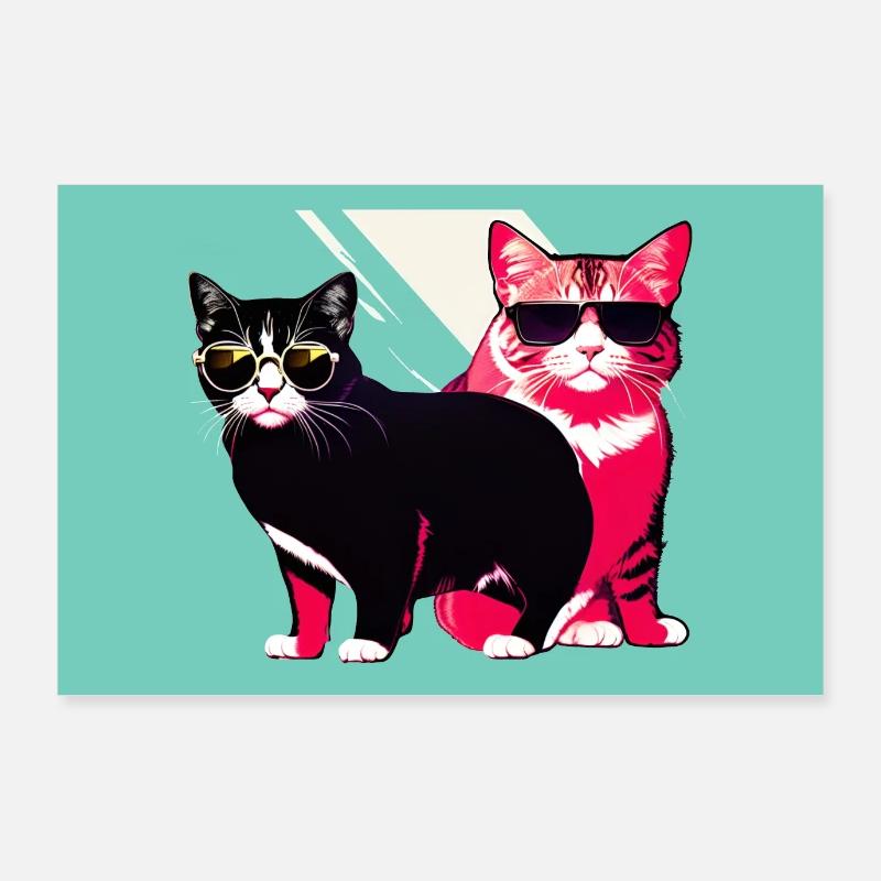 chats cool Poster 90 x 60 cm
