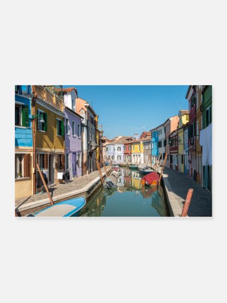 Burano, Venezia, Italy - Poster 90x60 cm - Weiß