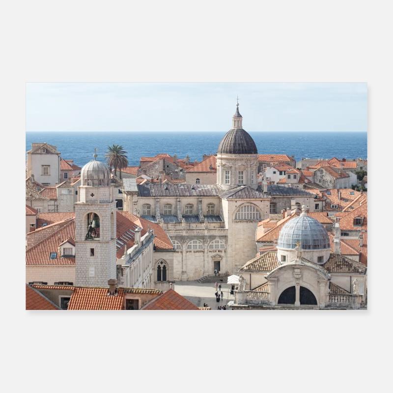 Blick auf Dubrovnik, die Perle der Adria - Poster 90x60 cm - Weiß
