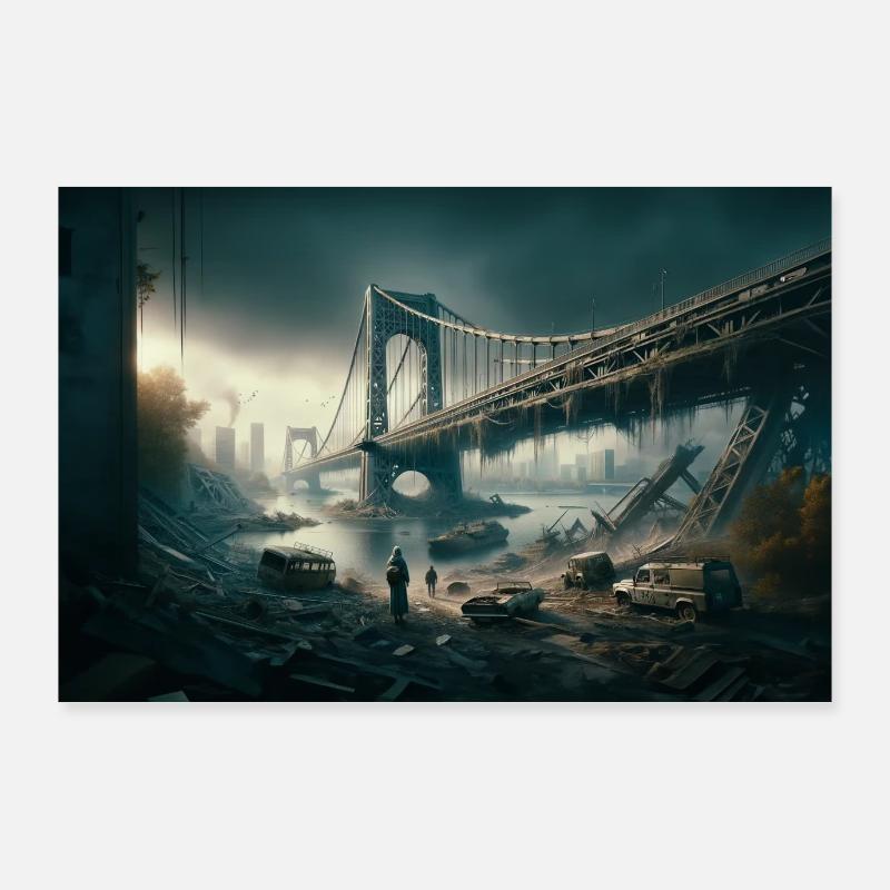 Pont de Tancarville Post Apocalyptic Poster 90 x 60 cm