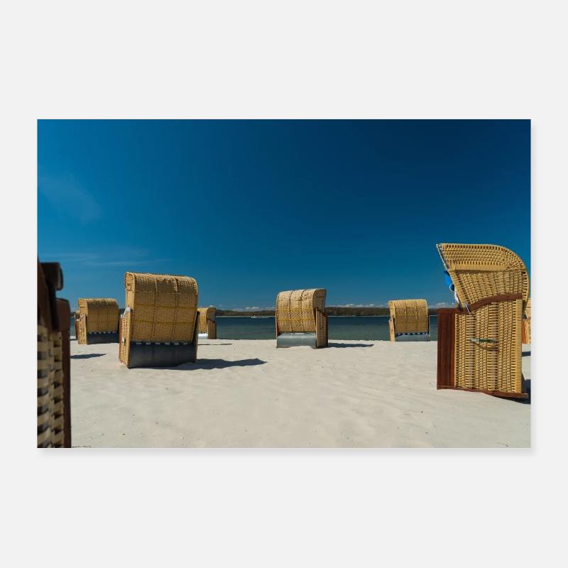 Strandkörbe an einem Strand Poster 90x60 cm