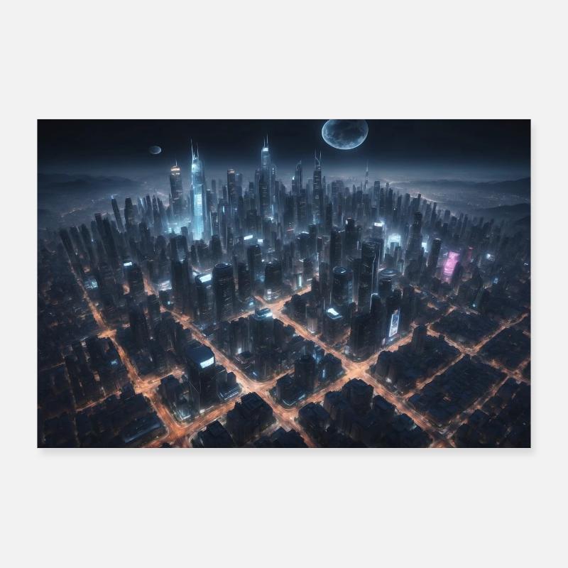 Futuristic 9 - Poster 90x60 cm - Weiß