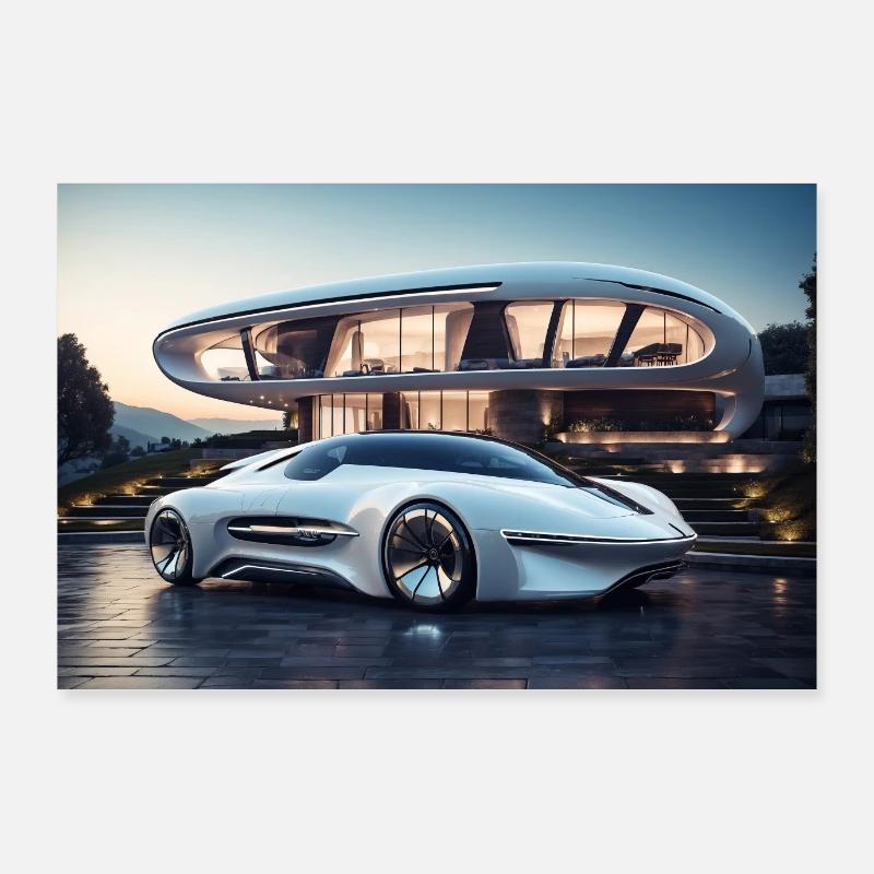 Futuristic 19 - Poster 90x60 cm - Weiß