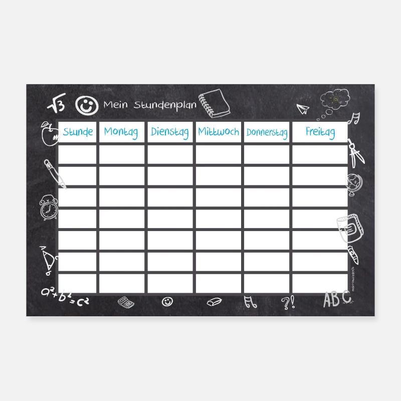 Timetable Blackboard Optics | Customisable Poster 36" x 24" (90x60 cm)