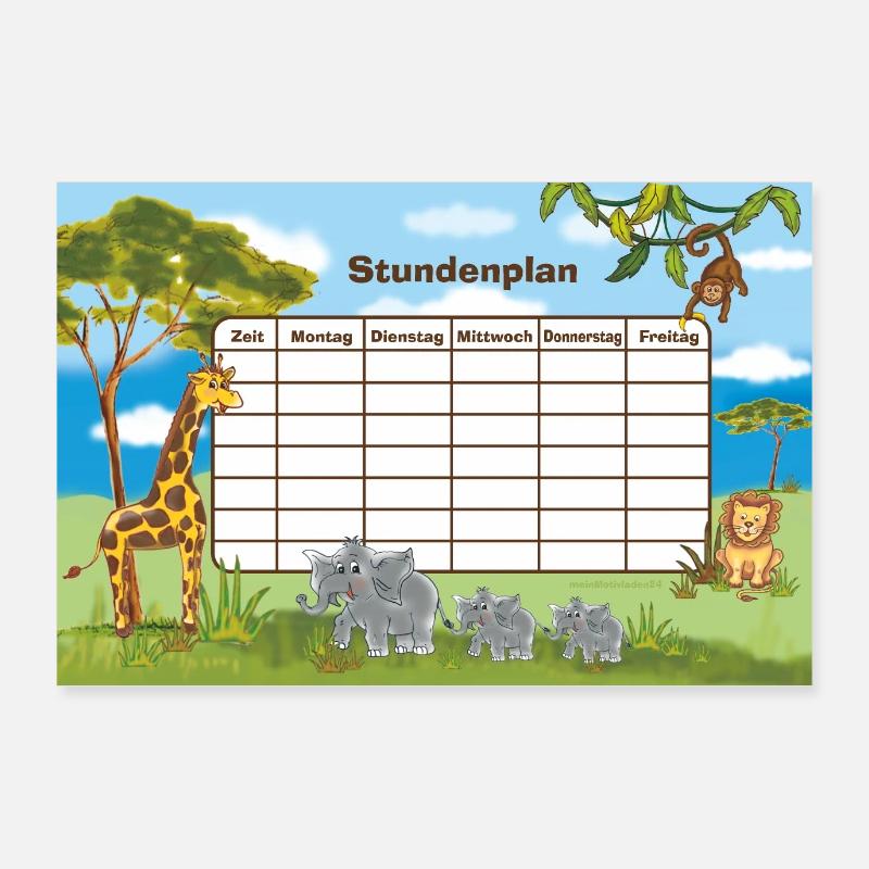 Timetable Africa Animals | Customisable Poster 36" x 24" (90x60 cm)