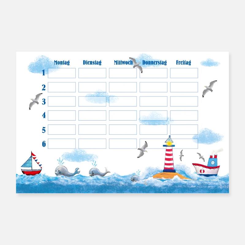 Timetable Whales - Lighthouse | Customisable - Poster 36" x 24" (90x60 cm) - white