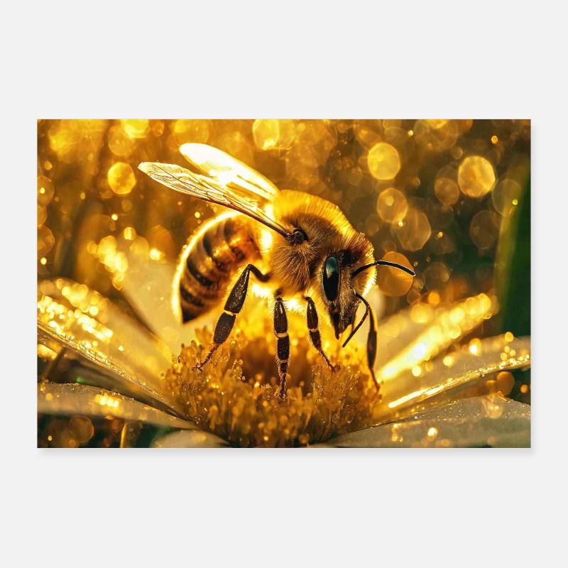 Shiny honey bee in sunlight Poster 36" x 24" (90x60 cm)