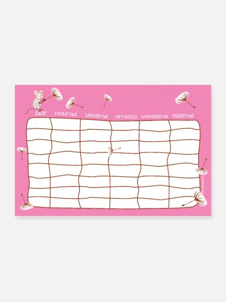 Timetable Mouse Dandelion pink, customisable - Poster 36" x 24" (90x60 cm) - white - Front