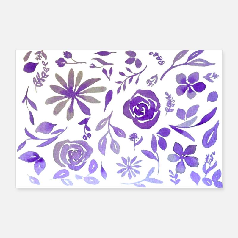 Lavis violet de plantes Poster 90 x 60 cm