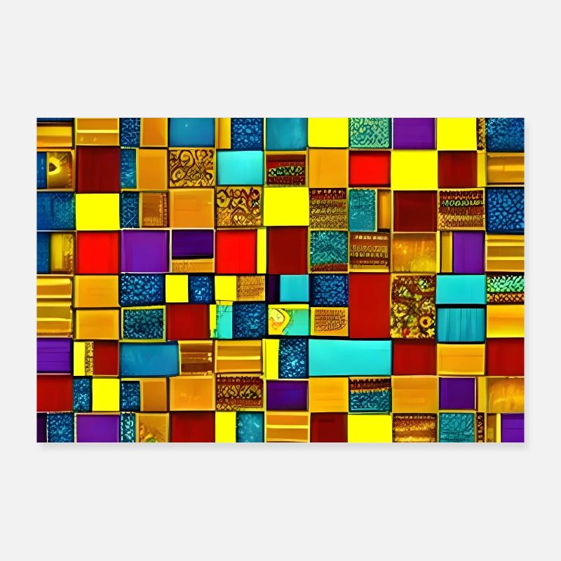 Poster 3:2 Bunter Mosaik Hintergrund Poster 90x60 cm