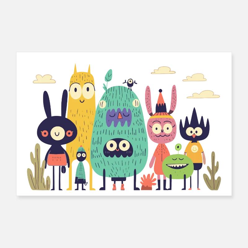 Der Träumer und seine Freunde - Poster 90x60 cm - Weiß