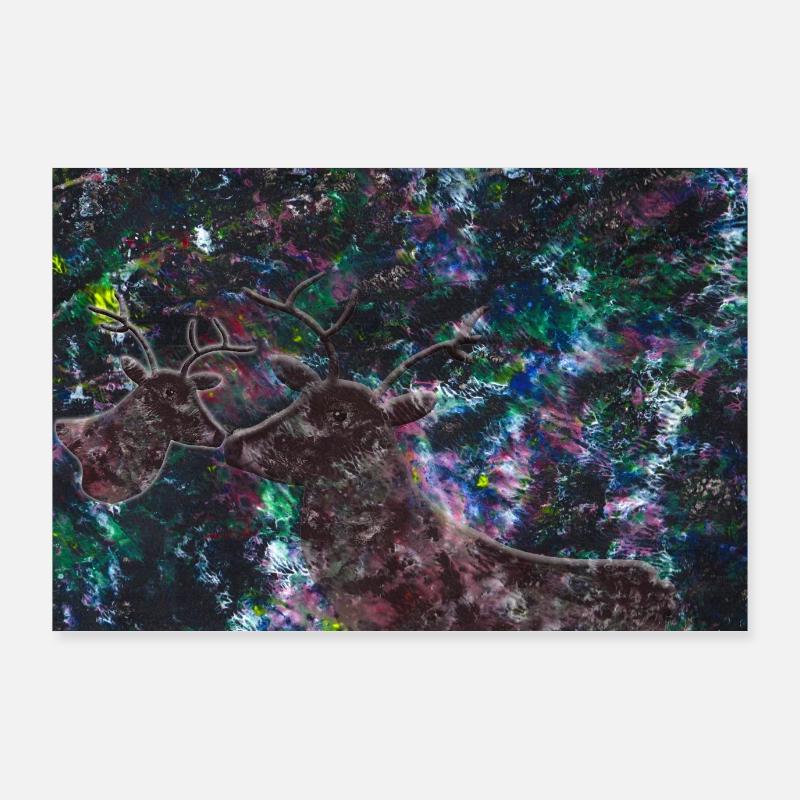 Reindeer Lost in Universe Poster 90x60 cm