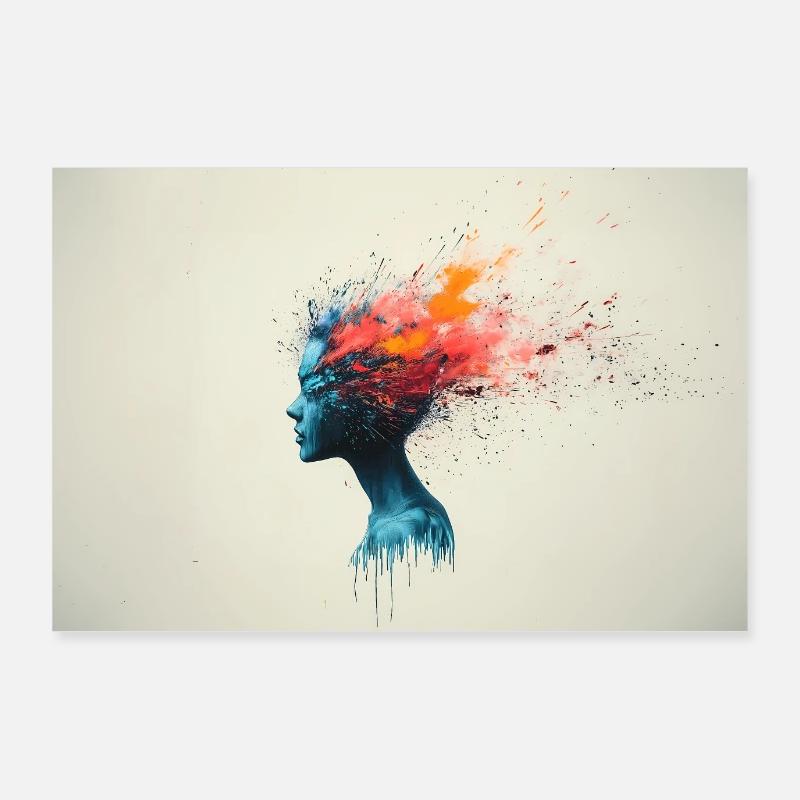 Exploding Colors - Poster 90x60 cm - Weiß