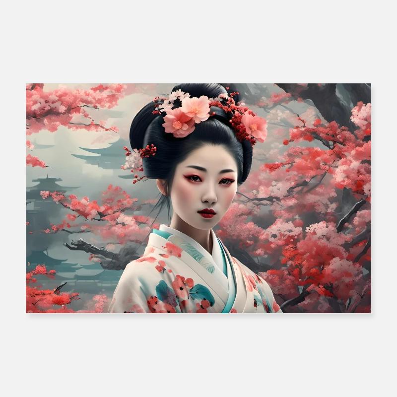 Geisha in spring Poster 36" x 24" (90x60 cm)