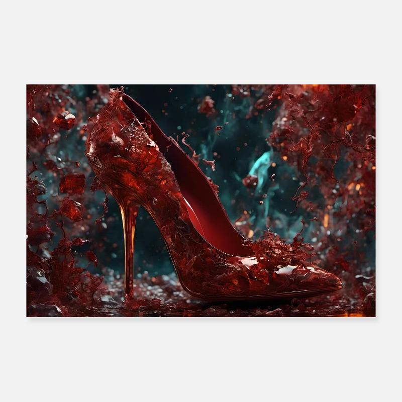 Blutroter High Heel - KI Poster 90x60 cm