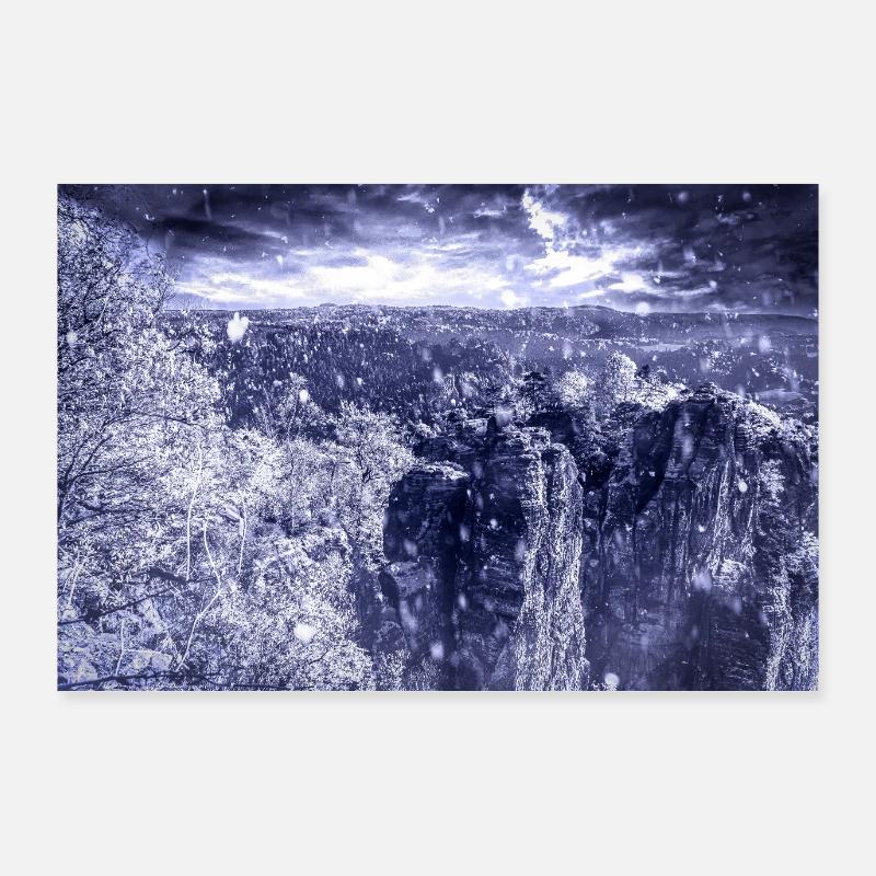 Winterklippe Nebellicht Poster 90x60 cm