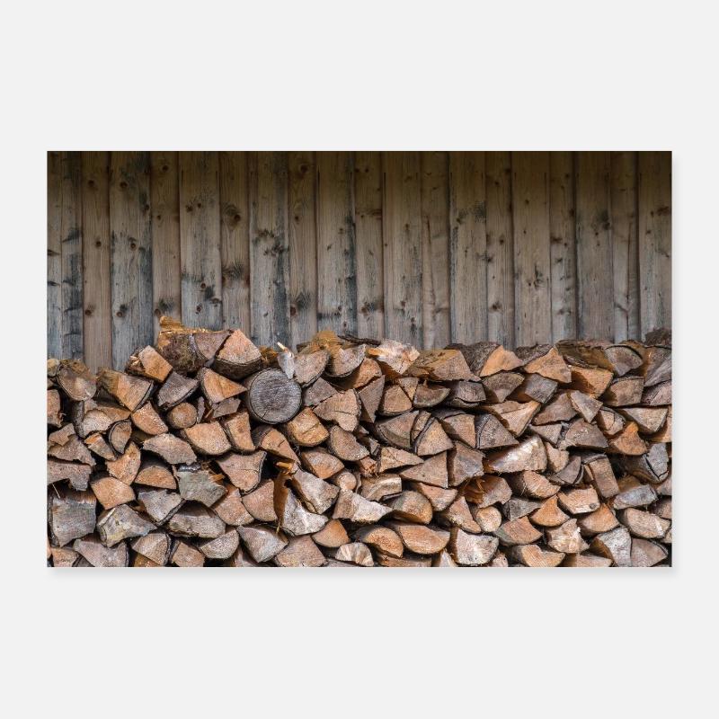 Rustic Wood Stack Nature Look - Poster Poster 36" x 24" (90x60 cm)