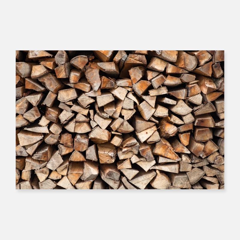 Rustic Wood Stack Firewood Poster Poster 36" x 24" (90x60 cm)