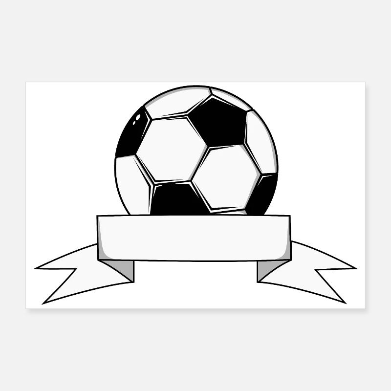 Fußball Name Bannerschleife - Poster 90x60 cm - Weiß