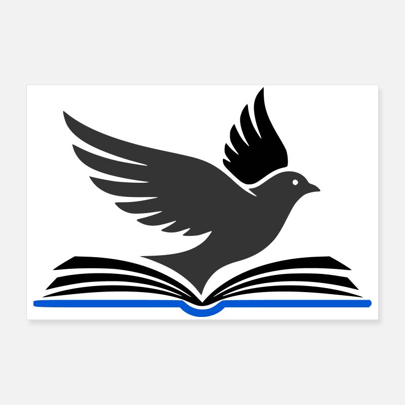 Vogel fliegt aus Buch Poster 90x60 cm