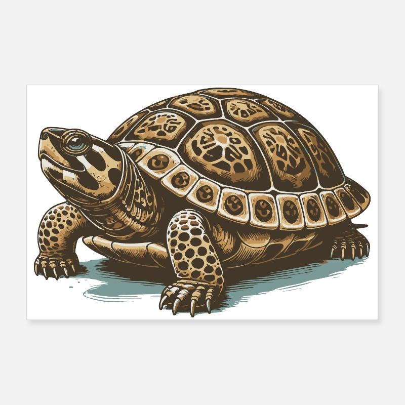 Schildkröte - Poster 90x60 cm - Weiß