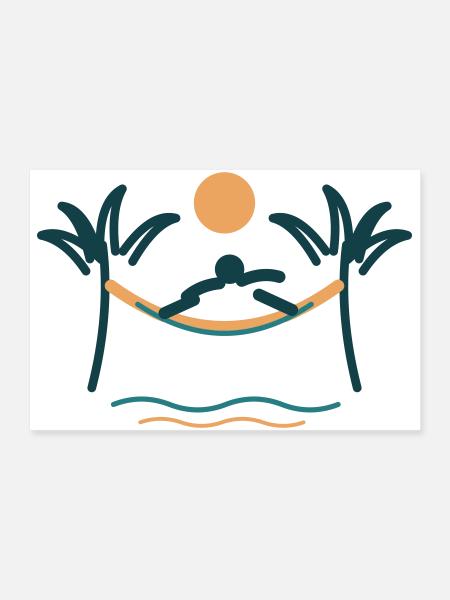 Palmenstrand Hängemattenzauber - Poster 90x60 cm - Weiß