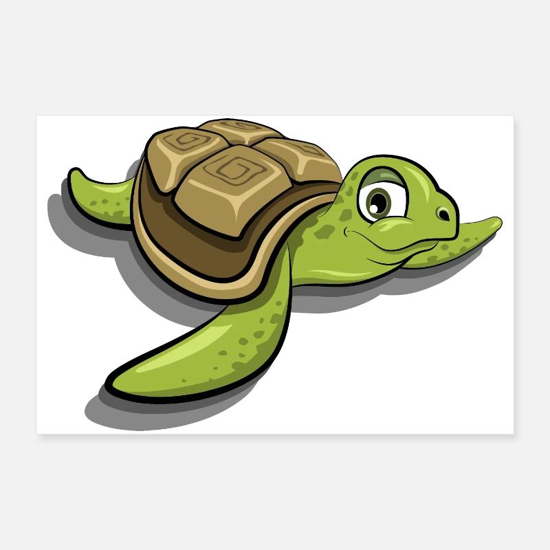 cute turtle comic sea animals cartoon icon Poster 36" x 24" (90x60 cm)