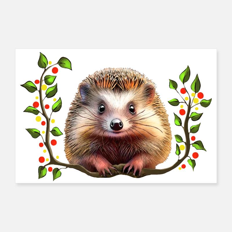 Hérisson Festif de Noël Poster 90 x 60 cm