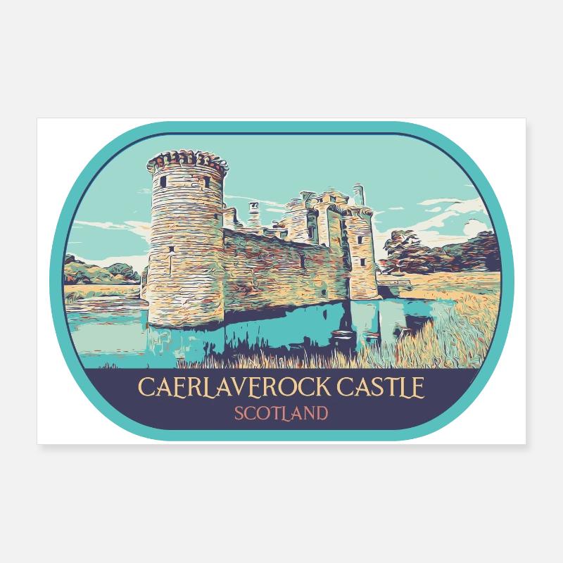 Illustration Caerlaverock Castle, Scotland Poster 36" x 24" (90x60 cm)