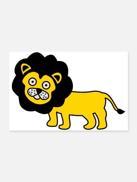 Le lion comme design pour enfants - Poster 90 x 60 cm - blanc - Devant