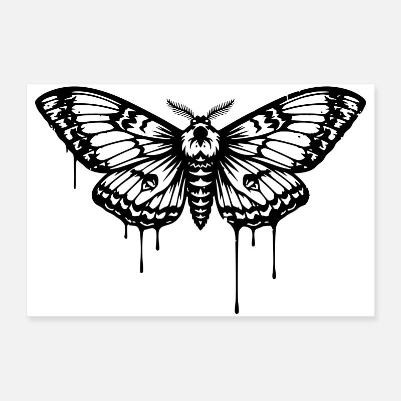 Moth Moth Tattoo Poster 36" x 24" (90x60 cm)