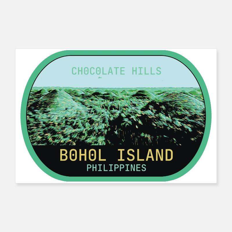 les Chocolate Hills à Bohol aux Philippines Poster 90 x 60 cm