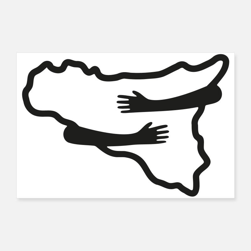 Sicily in the heart – minimal version - Poster 36" x 24" (90x60 cm) - white